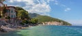 MoÃÂ¡Ãâ¡eniÃÂka Draga, Croatia Beautiful Water Colors and Coastline at the Filled Beach on a Summer Day Royalty Free Stock Photo